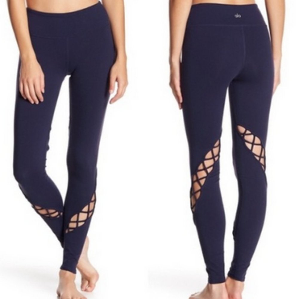 ALO entwine leggings in rich navy
